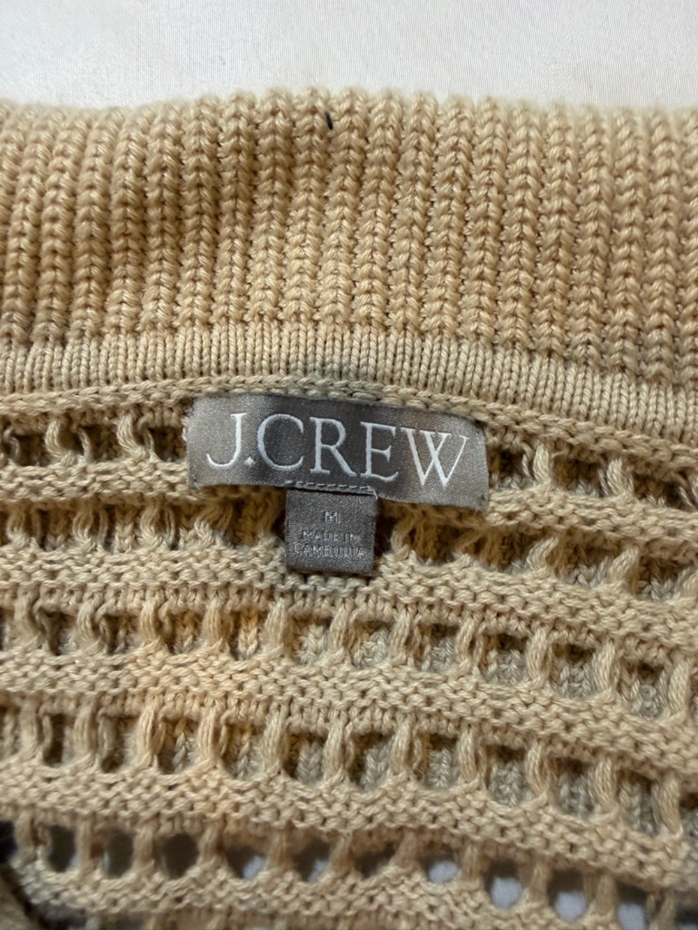 J. Crew Open-Knit V-Neck Stripe Sweater in Beige and Black - Picture 2 of 4